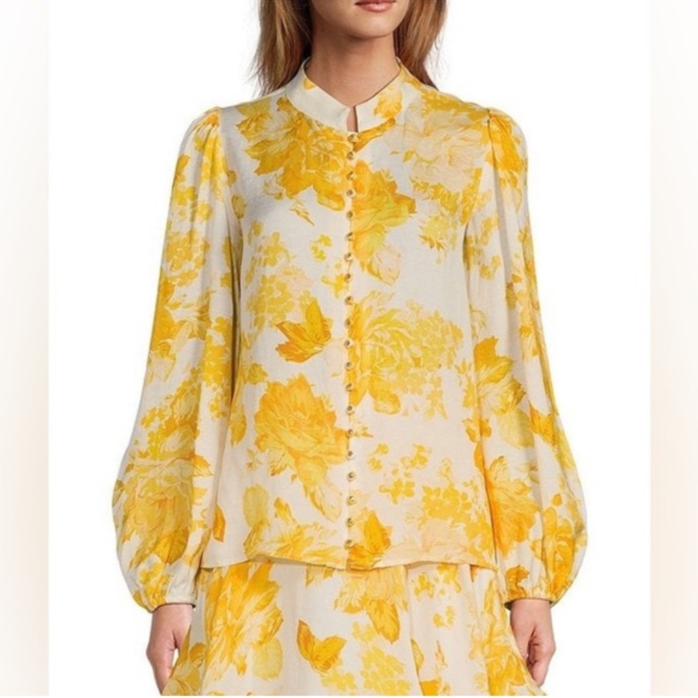 NWTAntonio Melani
Edie Linen Blend Floral Banded Collar Gold Coordinating Blouse